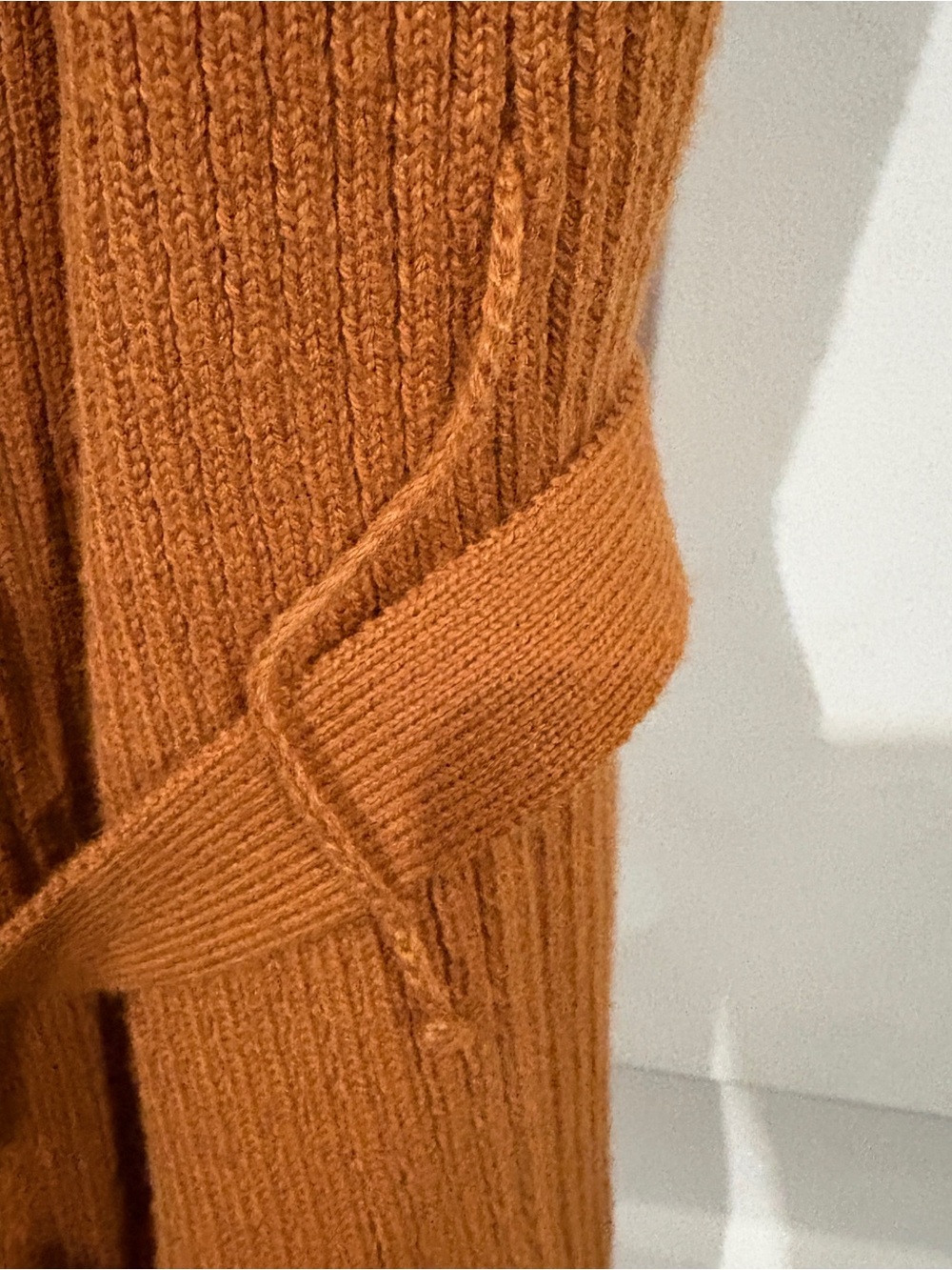 Boden Crochet Trim Tie Belt Ribbed Sweater Dress 6 Long Tall Brown - Picture 7 of 9